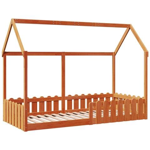 Giroletto Casetta Bambini Marrone Cera 90x190 Cm Massello Pino - Foto 3