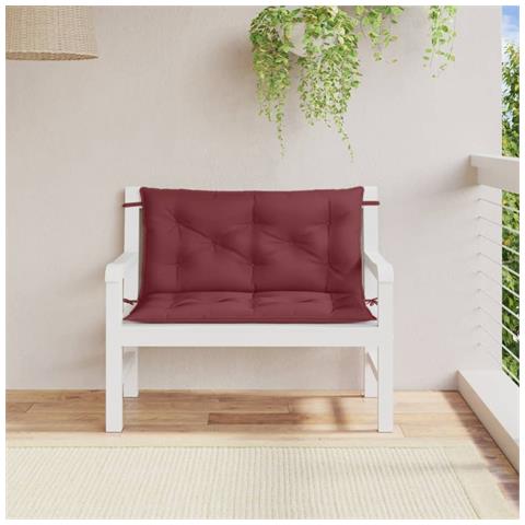 Cuscini Panca Giardino 2pz Rosso Vino Mélange 100x50x7cm - Foto 3