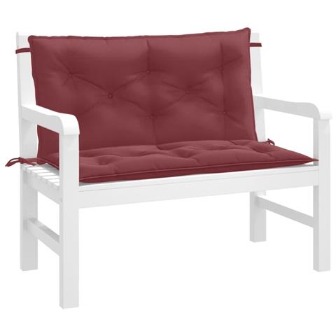 Cuscini Panca Giardino 2pz Rosso Vino Mélange 100x50x7cm - Foto 1