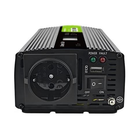 Green Cell Przetwornica Napicia Powerinverter Lcd 12 V 500w / 1000w Przetwornica Samochodowa Z Wywietlaczem - Czysty Sinus Adattatore E Invertitore Auto Nero - Foto 2