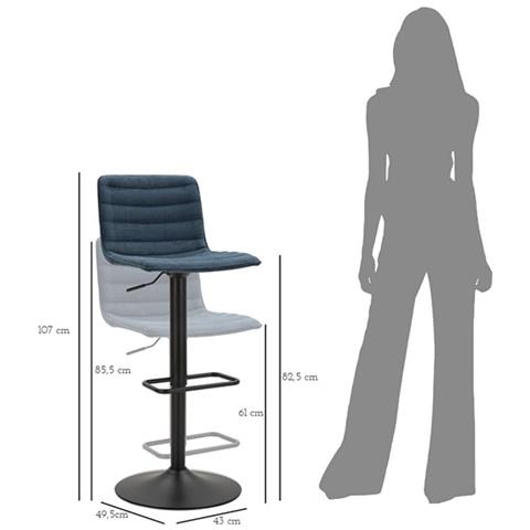 Sgabello Bar High Navy Cm 43x49,5x85,5-107(seduta Cm 61-82,5) - Foto 2