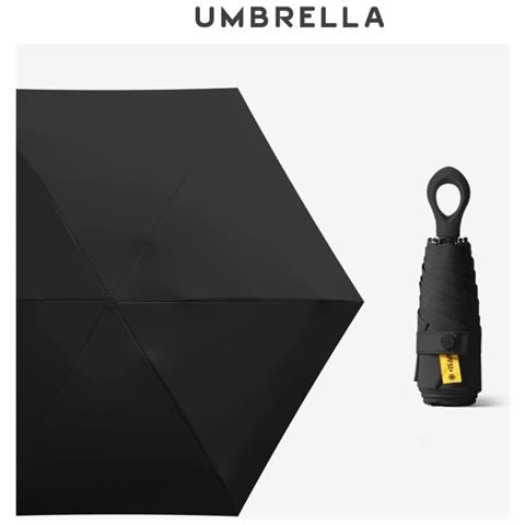 Ombrello Pieghevole Compatto Con Impugnatura Ad Anello Black - Foto 5