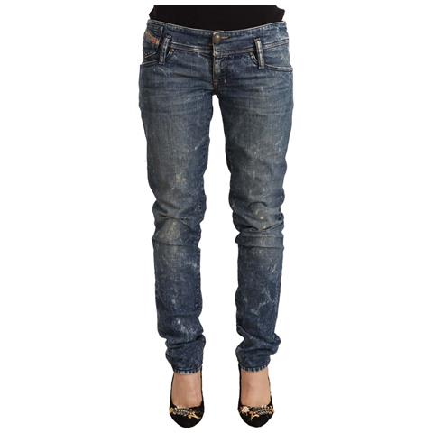 Jeans Skinny Denim Cotone Vita Bassa Blu Invecchiato - W28 - It42 - Foto 1
