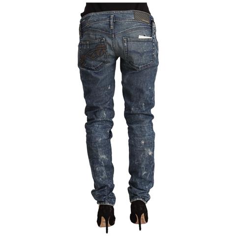 Jeans Skinny Denim Cotone Vita Bassa Blu Invecchiato - W28 - It42 - Foto 3