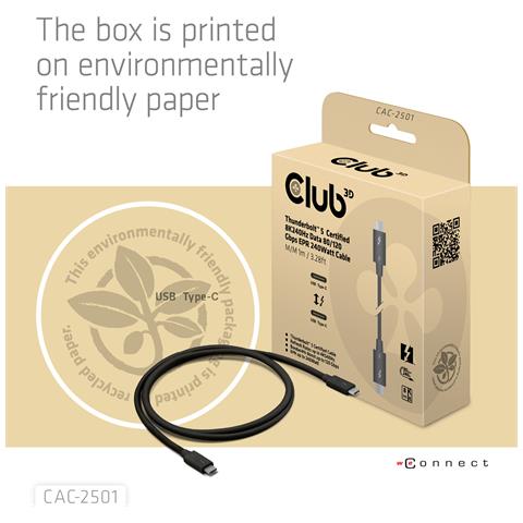 CLUB3D CAC-2501 Cavo Thunderbolt 1 m 120 Gbit /s Nero - Foto 8