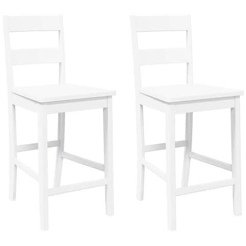 Sgabelli da Bar 2 pz Bianchi in Legno Massello di Hevea - Foto 1