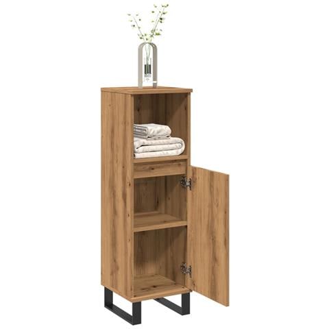 Armadietto Da Bagno Rovere Artigianale 30x30x100 Cm Truciolato - Foto 1