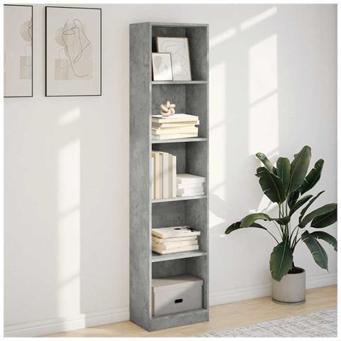 Libreria Grigio Cemento 40x24x176 Cm In Legno Multistrato - Foto 3
