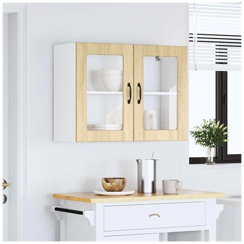 Pensile Da Cucina Con Porta In Vetro Lucca Rovere Sonoma - Foto 3