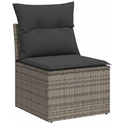 Set Divani Da Giardino 7 Pz Con Cuscini Grigio In Polyrattan - Foto 3
