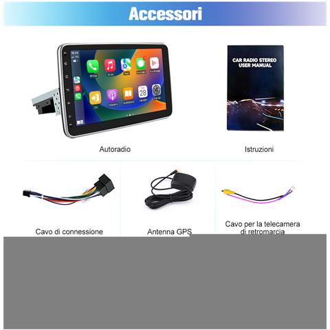 10.1 Pollici Universale Autoradio 1 Din Android 13 (2+64gb) Car Radio Con Carplay/android Auto Gps Bluetooth Wifi Fm Rds (schermo Ruotabile) - Foto 2
