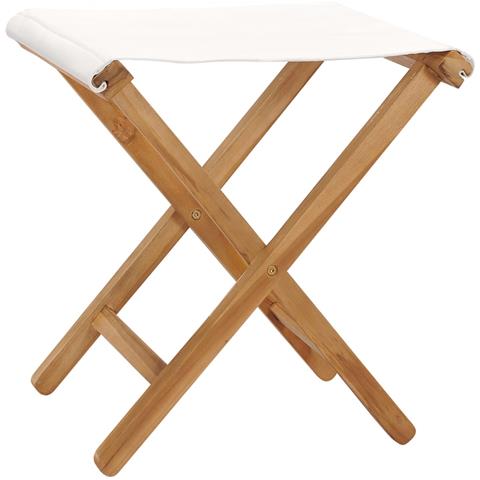 Lusso Casadino -  Sedie Pieghevoli 2 Pz In Legno Di Teak E Tessuto Bianco Crema - Foto 1