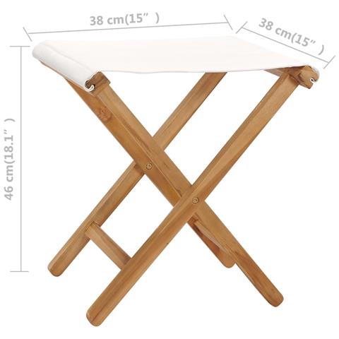 Lusso Casadino -  Sedie Pieghevoli 2 Pz In Legno Di Teak E Tessuto Bianco Crema - Foto 7