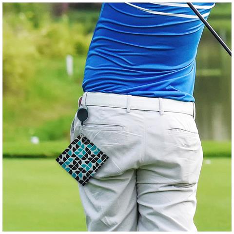 Asciugamano Da Golf Premium In Microfibra Con Clip A Moschettone Blue - Foto 2