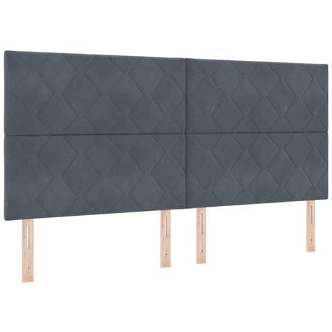 Testiera Design A Blocchi Di Diamante Grigia Scura 200 cm Velluto - Foto 1