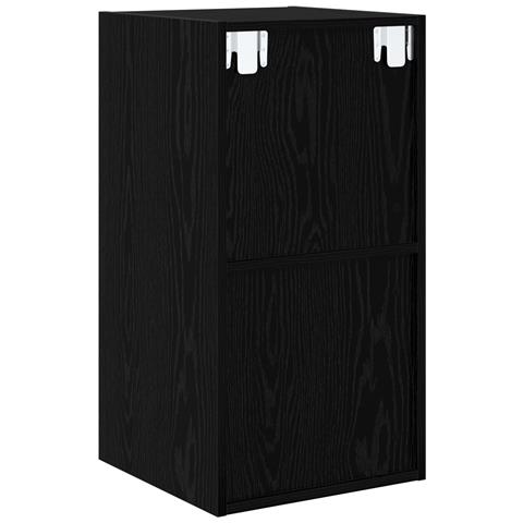 Mobile TV montato a muro Rovere nero 37x37x72 cm Legno massello - Foto 9