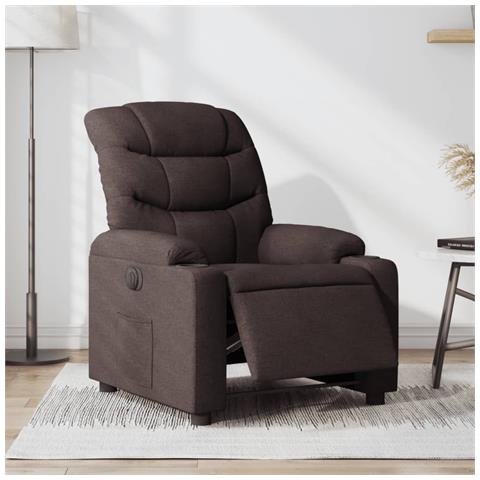 Poltrona Elettrica Reclinabile Marrone Scuro in Tessuto - Foto 2