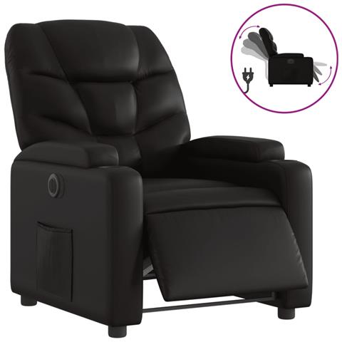 Poltrona Reclinabile Elettrica Nera in Similpelle - Foto 1
