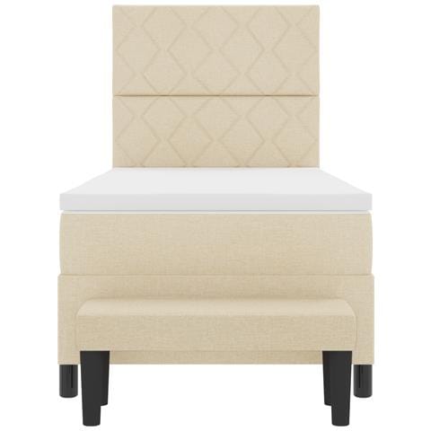 Letto a molle con materasso e panca crema 100x200 cm tessuto - Foto 9