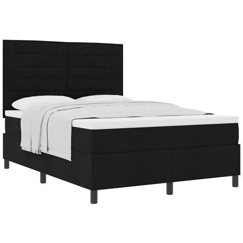 Letto a rete a molle con materasso nero 160x200 cm tessuto - Foto 1