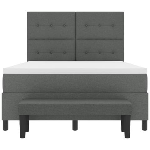 Letto con Box Spring e Materasso & Panca Grigia Scura 160x200 cm in Tessuto - Foto 9