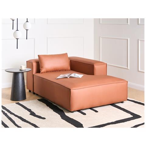 Chaise Longue Versione Sinistra Brande Pelle Sintetica Marrone Dorato - Foto 1