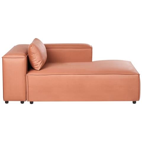 Chaise Longue Versione Sinistra Brande Pelle Sintetica Marrone Dorato - Foto 2