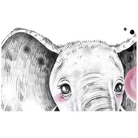 Set Di 6 Stampe Animali Bambini Gomma Da Masticare Cervo Maiale Volpe Gufo Cane A4 Cornice Nera - Foto 6