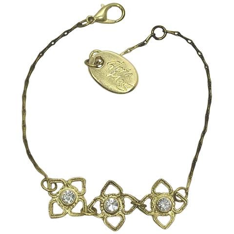 Bracciale Mismy In Oro Con Tre Fiori E Un Cristallo. Colore Cristallo Sw. - Foto 1