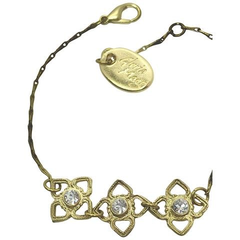 Bracciale Mismy In Oro Con Tre Fiori E Un Cristallo. Colore Cristallo Sw. - Foto 4