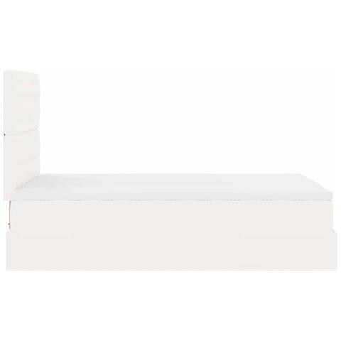 Struttura Letto Pouf con Materasso Bianco 120x190 cm Similpelle - Foto 9