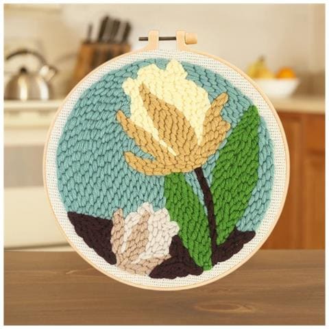 Kit Per Punch Needle Fai-da-te Con Filato Grosso Da 20 Cm - Set Iniziale Ricamo Fiore Cartone Animato - Foto 3