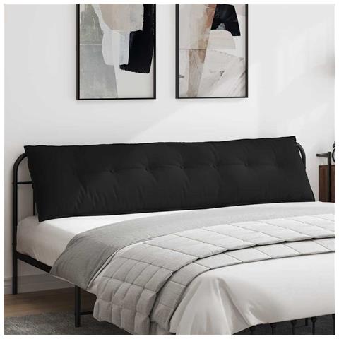 Cuscino per Schiena Nero 200 x 50 cm Tessuto in Microfibra - Foto 2