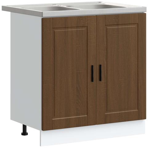Mobiletto per lavabo Porto 2 pcs Marrone Legno multistrato - Foto 1