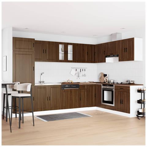 Mobiletto per lavabo Porto 2 pcs Marrone Legno multistrato - Foto 2