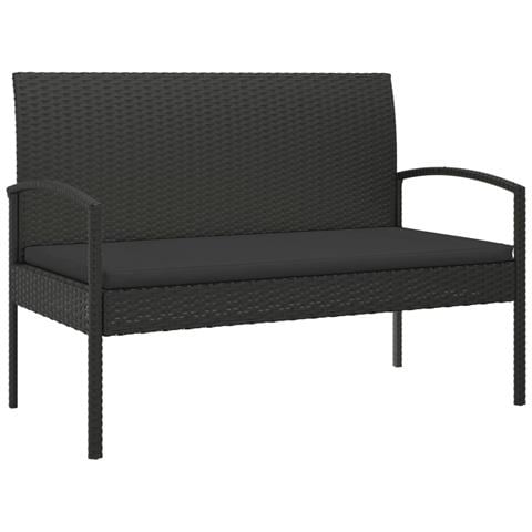 Panca da Giardino con Cuscino Nera 105 cm in Polyrattan - Foto 1