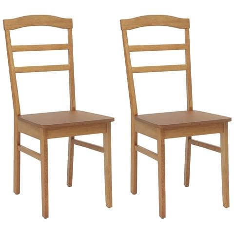 Sedia da pranzo 2 pcs Naturale Legno di gomma solido - Foto 1