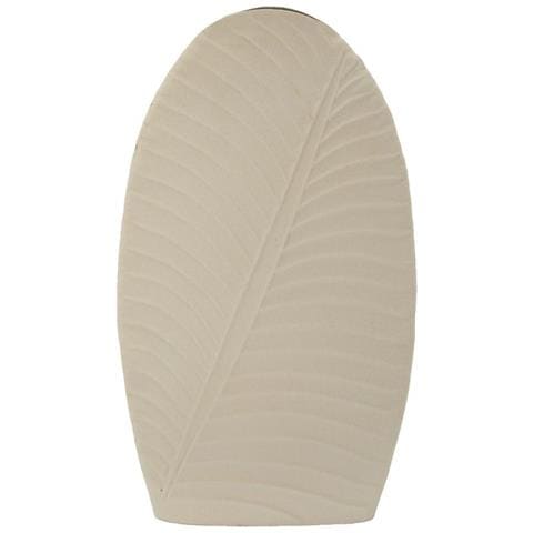 Vaso Dune Tall Alto In Metallo Crema Con Decoro A Foglia - Foto 1