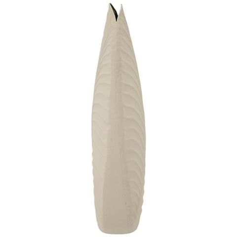 Vaso Dune Tall Alto In Metallo Crema Con Decoro A Foglia - Foto 2