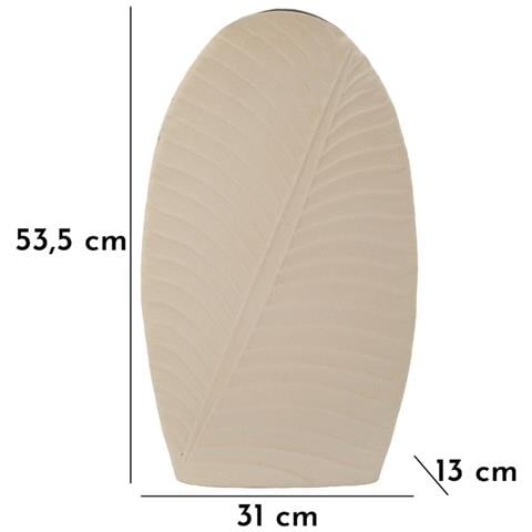 Vaso Dune Tall Alto In Metallo Crema Con Decoro A Foglia - Foto 7