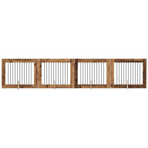 Cancello per cani con supporti 4 pcs Legno antico 100 x 80 cm - Foto 1