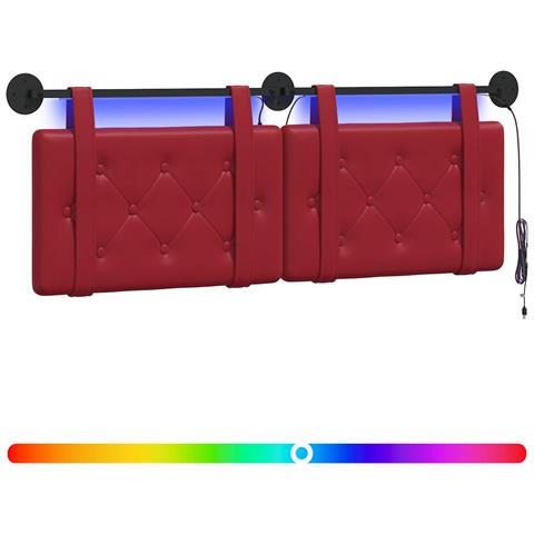 Testiera sospesa Con luce LED Rosso Vino Similpelle - Foto 1