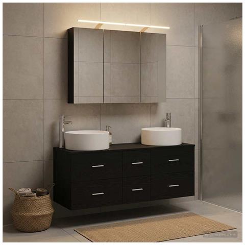 Set di mobili per il bagno 4 pcs Rovere Nero - Foto 2
