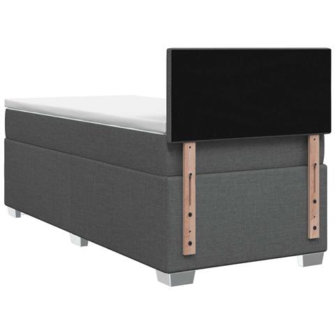 Letto con Box Spring, Materasso e LED Grigio Scuro Singolo - Foto 9