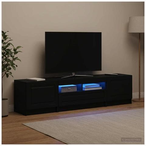 Mobile TV LED a 5 pezzi Nero Legno ingegnerizzato - Foto 2