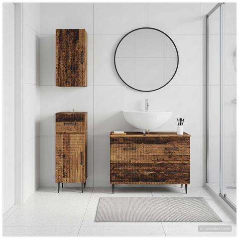 Set di armadietti da bagno in 3 pezzi HAARLEM Legno antico - Foto 2