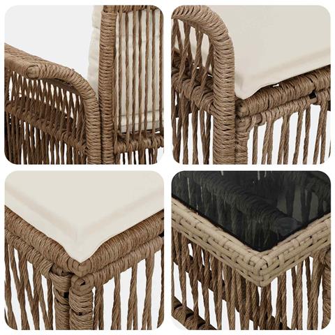 Set Divano da Giardino 6 pz Beige e Bianco Crema polyrattan - Foto 2