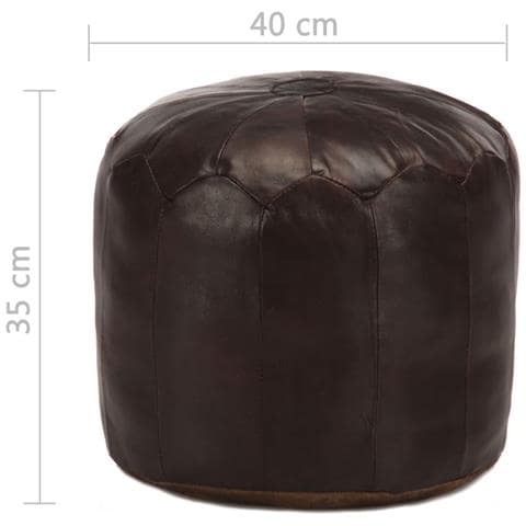 Pouf Marrone Scuro 40x35 Cm In Vera Pelle Di Capra - Foto 4