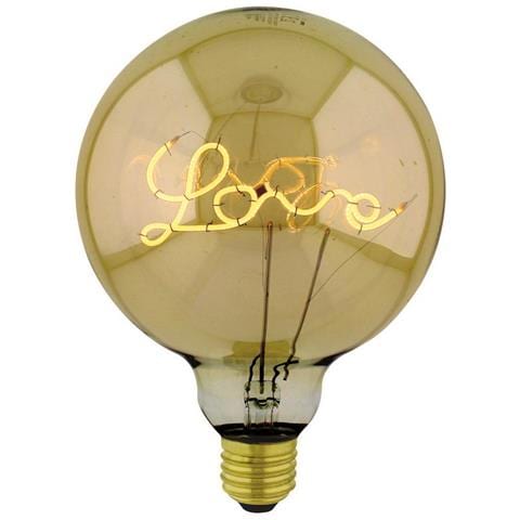 Lampadina Maxi Curved Up Love, Decorativa, Con Filamento Scritta """"love"""", Amore, Oro In Vetro, 12,5 X 12,5 X 17,5 Cm, 1 X E27, 5w, 250lm, 2000k, 240v - Foto 1