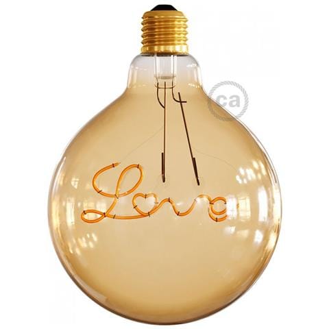 Lampadina Maxi Curved Up Love, Decorativa, Con Filamento Scritta """"love"""", Amore, Oro In Vetro, 12,5 X 12,5 X 17,5 Cm, 1 X E27, 5w, 250lm, 2000k, 240v - Foto 8